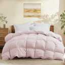Joysoul King Size Down Comforter - All Season Ultra Soft Goose Down & Feather Fiber Fill, Luxury Hotel Pink Duvet Insert with Corner Tabs (104" X 88")