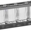 Kitchen Utensil Organizer, Grey Metal Frame with ABS Compartments, 4 Sections with Drainage, Countertop Storage Rack for Chopsticks and Cutlery, 12.12x4.88x2.76 Inches