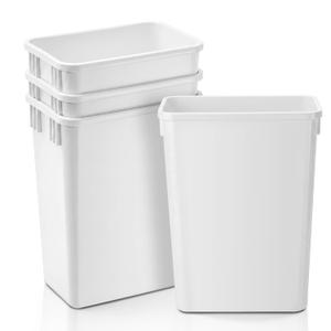 Gisafai 4 Pack 35 Quart Pull-Out Trash Can, 9 Gallon Plastic Waste Bin for Under Cabinet, Kitchen, Bathroom & Office, White Garbage Bin Compatible with Sliding Systems