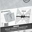 PrintWorks No-Shed Printable Silver Glitter Cardstock 8.5" x 11" - 15 Sheets - 104 lb/280 gsm Silver Glitter Paper - Sparkly Paper for School & Craft Projects - FSC Certified (00515)