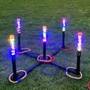 OUTTOY Outdoor Yard Games for Adult and Family, Led Ring Toss Games for Kids Glow in The Dark Games for Lawn, Backyard, Camping, Beach