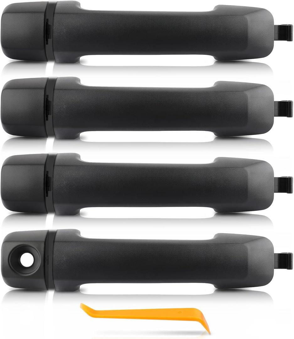 4Pack Exterior Door Handles for Toyota Tundra 2007-2019 Sequoia 2008-2016, Front & Rear Driver & Passenger Side Frosted Black Door Handle with Trim Removal Tool