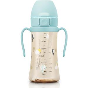 GROSMIMI Flip Top Spill Proof Sippy Cup, PPSU, BPA Free, 10 oz, Stage 2 Straw for Toddlers (Air balloon)