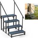 RV Steps with 2 Handrail, 4-Step Heavy Duty Hot Tub Steps, Non-Slip Outdoor Spa Steps for RV, Camper, Trailer, Mobile Home, Porch, Portable Ladder Stairs with Anti-Slip Mats (4 Steps with 2 Handrail)