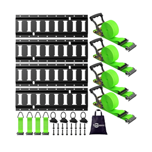 Trekassy E Track Tie-Down Rail Kit, 4 Pack 16" Etrack Rails with 12PCS E-Track Accessories Includes 4 Pack 12ft Ratchet Straps, 4 O-Rings and 4 Tie-Offs for Trailers, Vans, Trucks, Garages