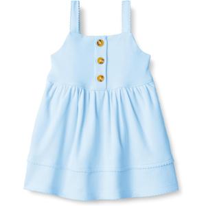 Amazon Essentials x Sofia Grainge Toddlers and Baby Girls' Cotton Casual Fit and Flare Dress (Blue)