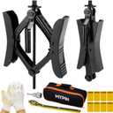 MYPIN Camper Wheel Chock Stabilizer, 2 Sets for RV Travel Trailer, with 8 Reflective Strips, Heavy Duty X-Shaped RV Stabilizer Wheel Chock Anti-Move Tire Wheel Chock