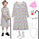 Old Lady Costume for Girls 100 Days of School Costume Grandma Granny Nightgown for Kids, Size 6 