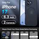 Magnetic Shockproof for iPhone 17 Case,[Full Camera Protection][Compatible with Magsafe][Non-Slip][Mil-Grade Protection] Slim Anti-Yellowing Translucent Matte Phone Case for iPhone 17,Navy Blue