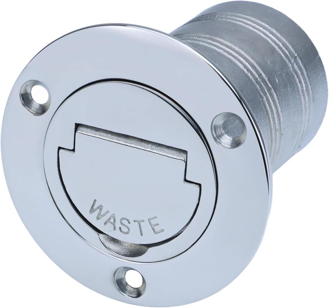 2" Marine Deck Fill/Filler - Fuel/Water/Waste/Gas/Diesel Boat Tank Filler with Keyless Cap & Screws, Polished Finish 316 Stainless Steel Hardware - for Yacht, Caravan