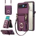 Phone Case for Motorola Razr 40/Moto Razr 2023 Wallet Cover With Ring and Crossbody Wrist Strap Lanyard Credit Card Holder Slot Stand XT2323-6 Razor Razer Razr2023 Razr40 Women Men Girls Dark Purple