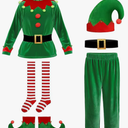MYUTHDT Christmas Set Boys Elf Costume Santa's Helper Xmas Festive Cosplay Holiday Outfit with Belt Socks Hat. Size 120cm