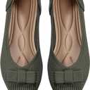TINGRISE Womens Flats Comfortable Dressy Pointed Toe Ballet Flats for Women Knit Slip On Work Shoes Business Casual Dress (8, Green)