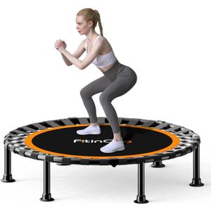 40"/48" Foldable Mini Trampoline Load 330lbs, Portable Exercise Rebounder with Durable Bungee Band, Fitness Trampoline for Adults and Kids (40-No Handle)