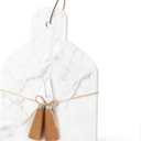 Patelai Marble Cutting Board Set of 3, White Cheese Board Charcuterie Chopping with Knife Fork 12 x 8 x 0.5 in Stone Serving Tray Slab with Handle for Kitchen Pastry Meat Fruit Housewarming Gift