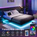 Liians Queen Size Floating Bed Frame with USB Charging Station and LED Lights, Modern Metal Platform Bed Frame with Mattress Slide Stopper, Noise Free No Box Spring Needed and Easy Assembly