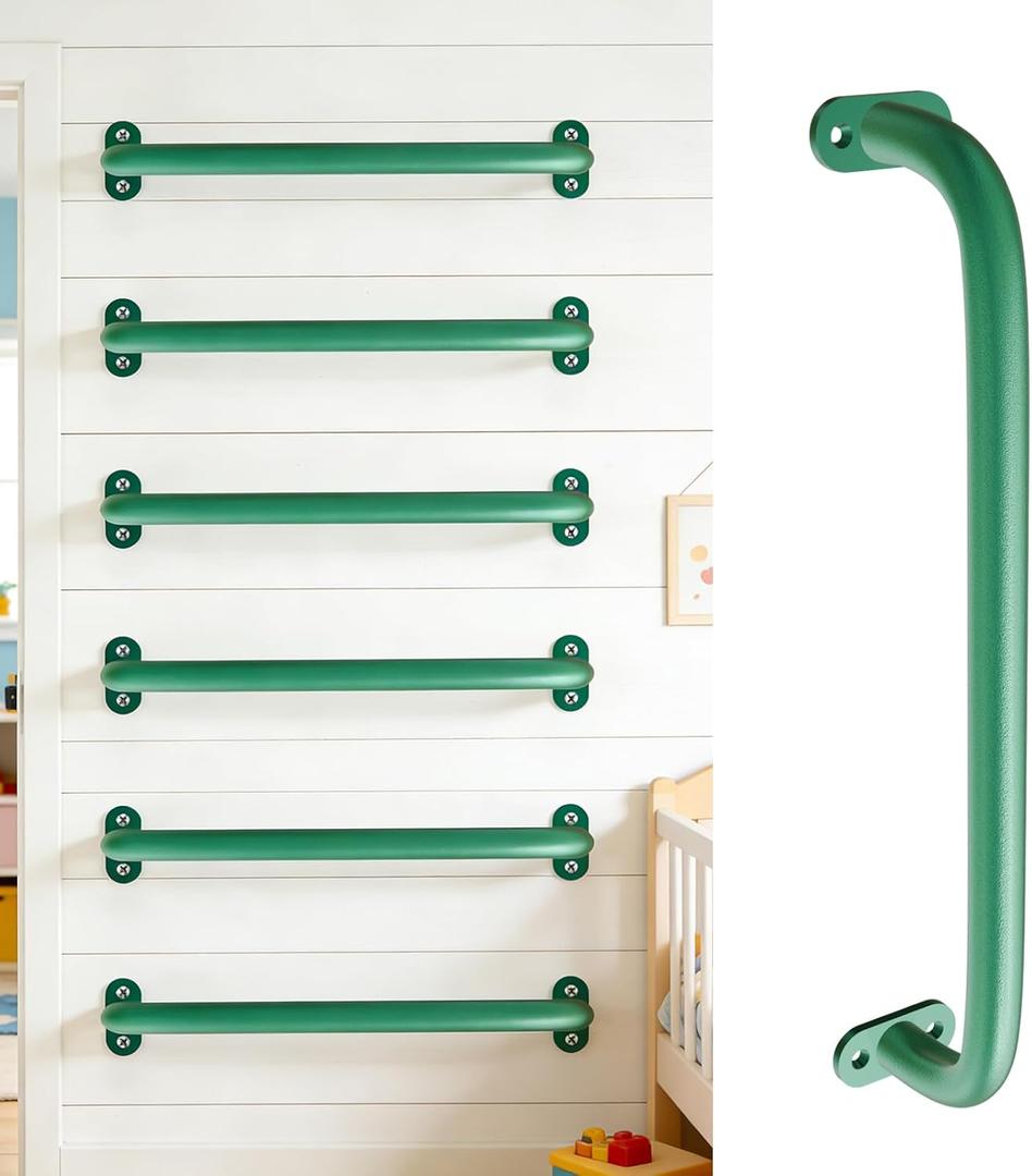 6 Packs Steel Monkey Bars for Kids, 21.5 Inch Backyard Climbing Play Set Accessories,Green DIY Monkey Bar kit with Screws for Backyard Swing Set Playground Equipment