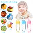 Tondiamo 3 Pcs Baby Food Spoon 3oz Silicone Feeder Dispenser Bottle Feeding Infant Cereal Fruit 6 Months Utensils Set Rice Holder Teething Feed Suction Weaning Newborn Supplies Travel