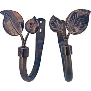 Leaf Curtain Holdbacks Set of 2 Wall Mounted Metal Tiebacks Hook for Decorating Antique Brozen