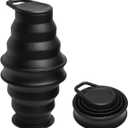 Collapsible Silicone Water Bottle - Foldable, Lightweight, and BPA-Free | 500ml (17oz) Reusable Leakproof Bottle for Camping, Travel, and Gym | Compact & Durable with Carabiner - Black