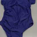 B2prity Womens One Piece Swimsuit Retro Square Neck Tummy Control Bathing Suits Ruched Modest Full Coverage Swimwear (Medium, Dark Blue)