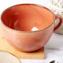 Disoza Large Ceramic Soup Mug with Handles 24 Ounce Oversized Mugs Bowl Porcelain Coffee Tea Cup Orange XXL Cereal Soups Ramen Salad Bowl Coffee Cappuccino Cups Large Soup Bowl
