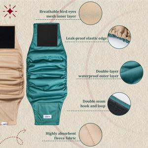 Reusable Dog Diapers Male, Premium Washable Belly Bands for Male Dogs Large, Pack of 4, High Absorbing Male Dog Wraps for Doggie & Puppy in Incontinence or Excitable Urination and Training (L)