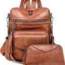 PU Leather Backpack Purse for Women | Anti-theft Ladies Shoulder Bag Handbag Suitable for Work, Travel, and Daily Use (Brown)