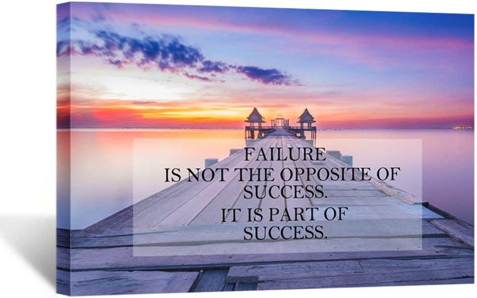 KREATIVE ARTS - Motivational Quotes Motto Inspirational Success Teamwork Canvas Stretched Wood Framed Artwork Wooden Jetty at Sea with Cloud and Sky Pictures for Home Room Office Decor 24x36inch