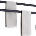 Double Towel Bar Towel Racks for Bathroom, Bath Towel Holders Wall Mount, Stainless Steel Towels Shelves Towel Rail, 2-Tiers (Matte Black, 32 Inches)