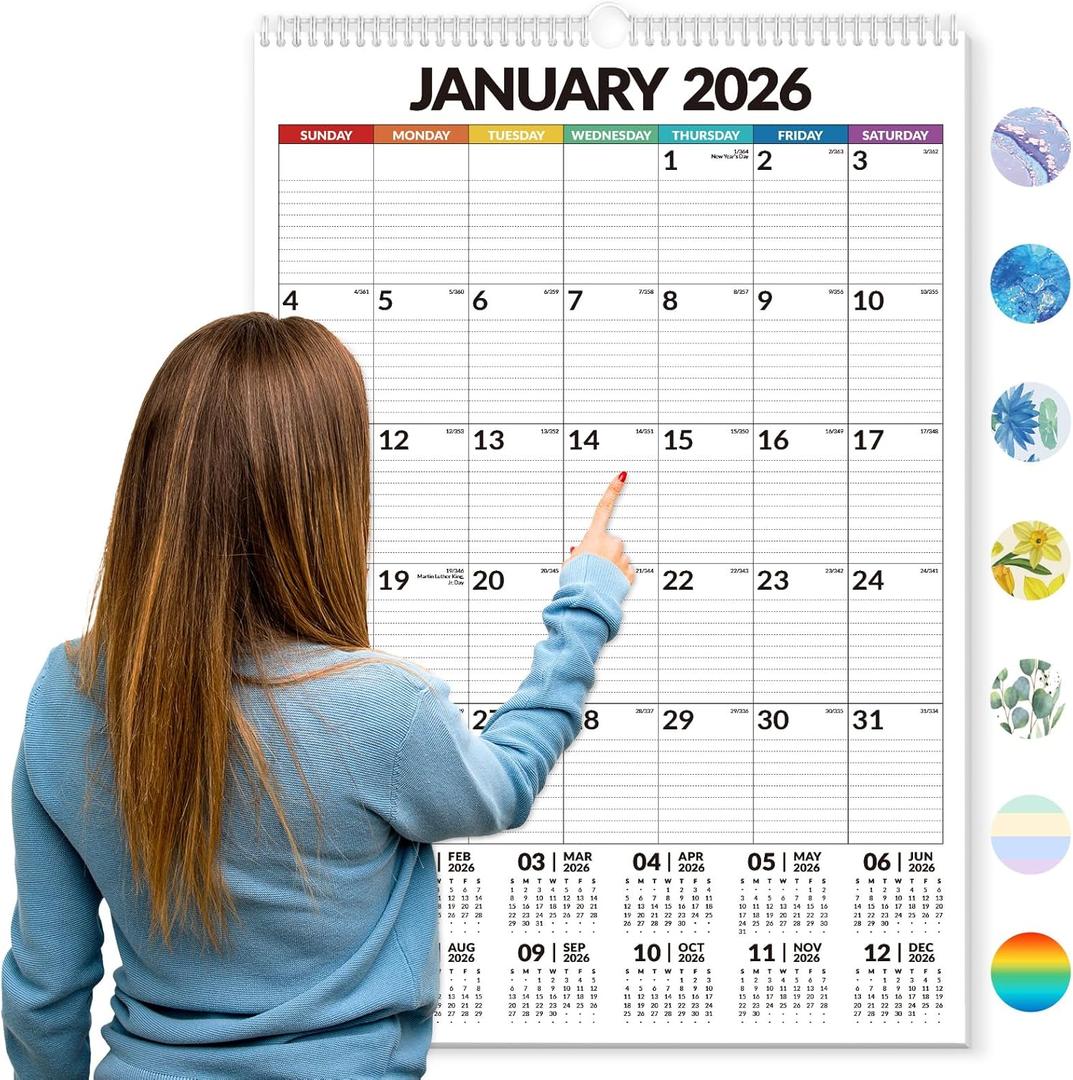 Forvencer 2026 Calendar, Extra Large 22"x15" Wall Calendar, 18-Month from Jan 2026 to Jun 2027, Big Numbers Bold Print, Vertical Hanging Monthly Planner, Spiral Hook & Stickers for Seniors Home Office