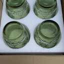 Vintage Botanist Drinking Glass Set, Luxurious Floral Embossed Decorative Green Glassware, Set of 4, 4-inch, 12 oz