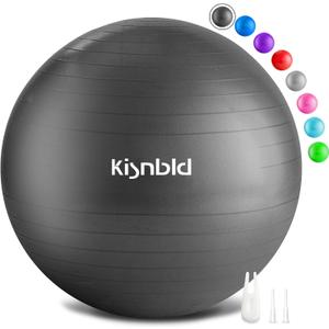 Exercise Ball, Extra Thick Yoga Ball for Workout Pregnancy Stability, 4 Sizes Anti-Burst Balance Ball with Foot Pump - Heavy Duty Fitness Ball Chair for Office, Home & Gym (XL(27"-30",68-75cm), Jet Black)