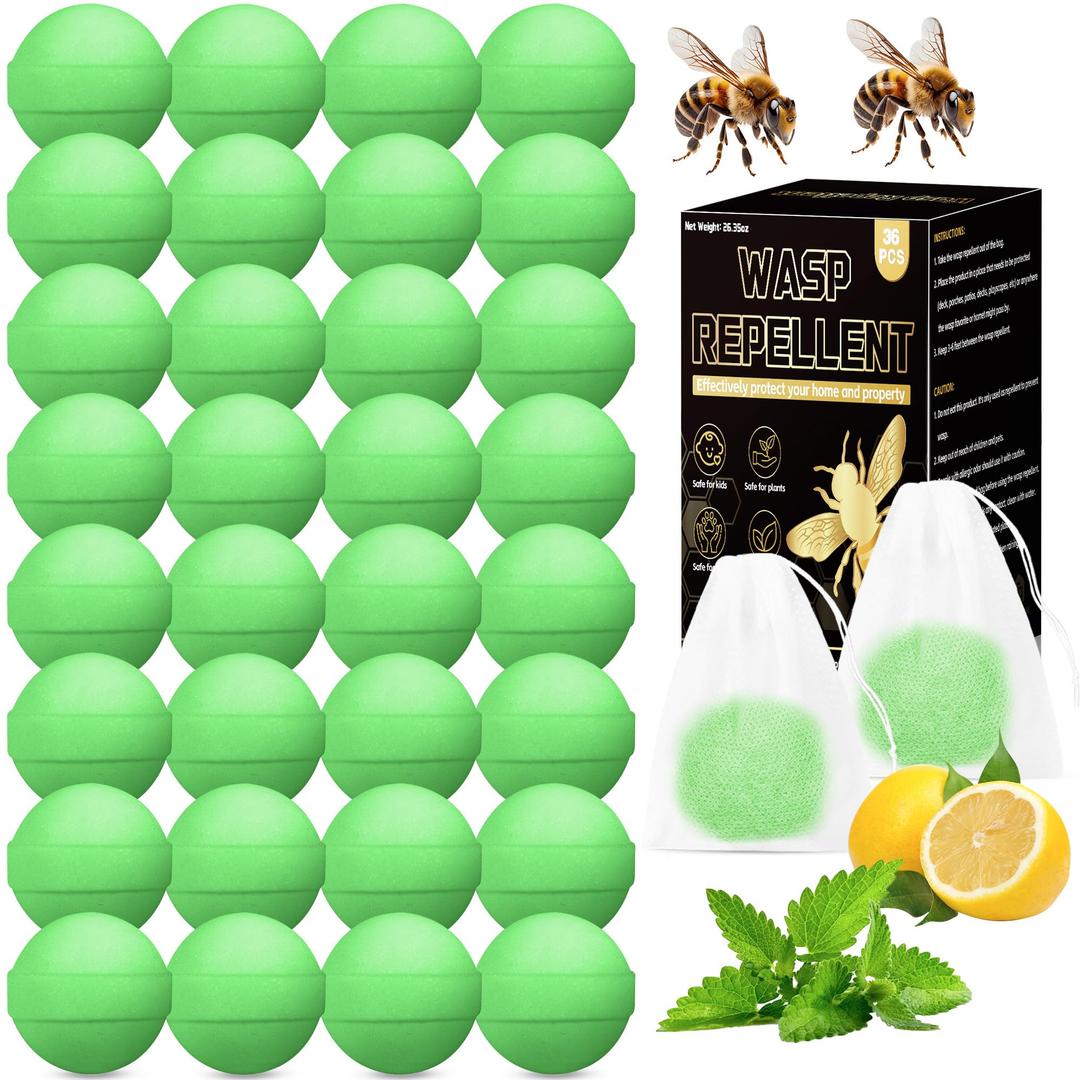 36 Pack Peppermint Oil Wasp and Bee Repellent Outdoor, Natural Carpenter Bee Repellent for Yellow Jackets, Hornets, Mud Wasps Deterrent for Indoor Outdoor Patio Garden Porch, Pet and Human Safe