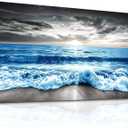 MHARTK66 Large Wall Decor For Office Wall Art For Living Room Modern Bedroom Wall Decor Blue Beach Sun Ocean Landscape Canvas Prints Wall Paintings Seascape Framed Pictures Artwork Home Decor 48x24