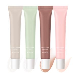 2 x 4Pcs Summer Lip Glossy Butter Balm Set, Instant Moisture Sheer Tint, Non-Sticky, Conditioning Formula to Soothe & Repair Dry, Chapped Lips, Jelly Lip Stain with Natural Scent (#1+2+3+4, 4Pcs)