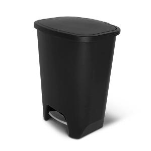 Glad 20 Gallon Trash Can - Plastic Kitchen Waste Bin with Odor Protection of Lid - Hands Free with Step On Foot Pedal and Garbage Bag Rings, Black (20 Gallon, Black)