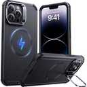 ESR for iPhone 14 Pro Max Case with Stand, 23 ft Military-Grade Drop Protection Heavy Duty Magnetic Phone Case, Compatible with MagSafe Accessories, Cyber Series, Black