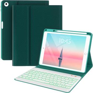 BLUTLOTUS Keyboard case for iPad 5th/6th Generation 2017/2018, 9.7 Inch iPad Air 2, Removable Wireless Backlit Keyboard Detachable, Folio Smart Cover (Teal)