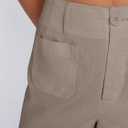 LILLUSORY Womens Linen Pants Wide Leg 2025 Summer Beach Vacation Outfits Clothes Lightweight Capri Capris Trendy Crop Cropped Casual Trousers (Brown)