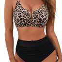BMJL Womens High Waisted Bikini Sets Modest Tummy Control Swimsuits Cutout Crisscross Ruched Two Piece Bathing Suit (Small)