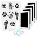 4-Pack Baby Inkless Hand and Footprint Kit Paw Nose Print Kit for Dogs Cats Pets Clean Touch Ink Pad for Baby Pets Newborn Keepsake Mess-Free Ink Pad (Black)