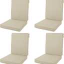 Outdoor Chair Cushions 20x20, Water-Resistant & Fade-Resistant, Patio Furniture Lawn Dining Chair Seat Replacement with High Back, Ties Zipper, Removable Cover, Set of 4, Natural, 20" x 20" 4 Pack