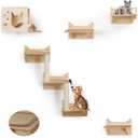 9-Piece Cat Wall Shelves and Perches for Wall, House, Lookout Tower, 2 Sisal Scratching Posts, 5-Step Wall Ladder, 7 Sisal Mat, Ideal Shelves for Wall - Sturdy Cat Wall Shelves for Large Cats