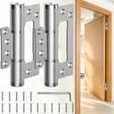 5" Self Closing Door Hinges, Non Mortise Door Hinge, Soft Close Door Hinges with Silent Hydraulic Buffering for Interior, Laundry Rooms, Bedrooms Door (2PCS, Silver)