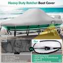 Ratchet Center Console Boat Cover to Quickly Tighten The Hem,1200D Waterproof Boat Covers for 20-22ft,with Hurricane-Proof System&Motor Cover for Mooring,Gray