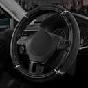 Road Comforts Leather Steering Wheel Cover - Made with PVC Leather - Anti-Slip, Universal Fit 14 1/2 inches to 15 inches - Black