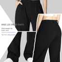 Safort Wide Leg Pants Women Dress Pants 28"/31"/34" Business Casual Trousers Work Office Loose Slacks Belt Loops Pockets (Black, L)