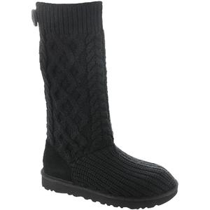 UGG Women's Classic Cardi Cabled Knit Fashion Boot, Black, 8
