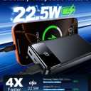 LILIO Portable Charger Power Bank60,000mAh Battery Pack, 22.5W Power Bank Fast Charging with USB Cable, Phone Charger for iPhone 17/16/15/14/13 All Series/Samsung/Android, Camping Essentials, Black